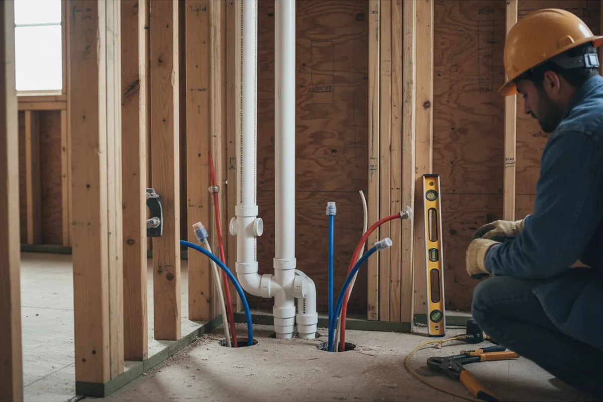Drain and supply rough-in during Sump Pump Repair in Catoosa