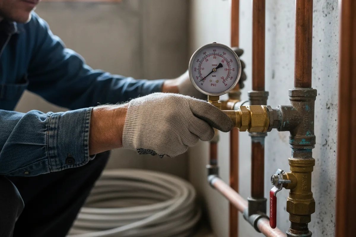 Pressure testing a repaired line during Water Line Repair in Catoosa